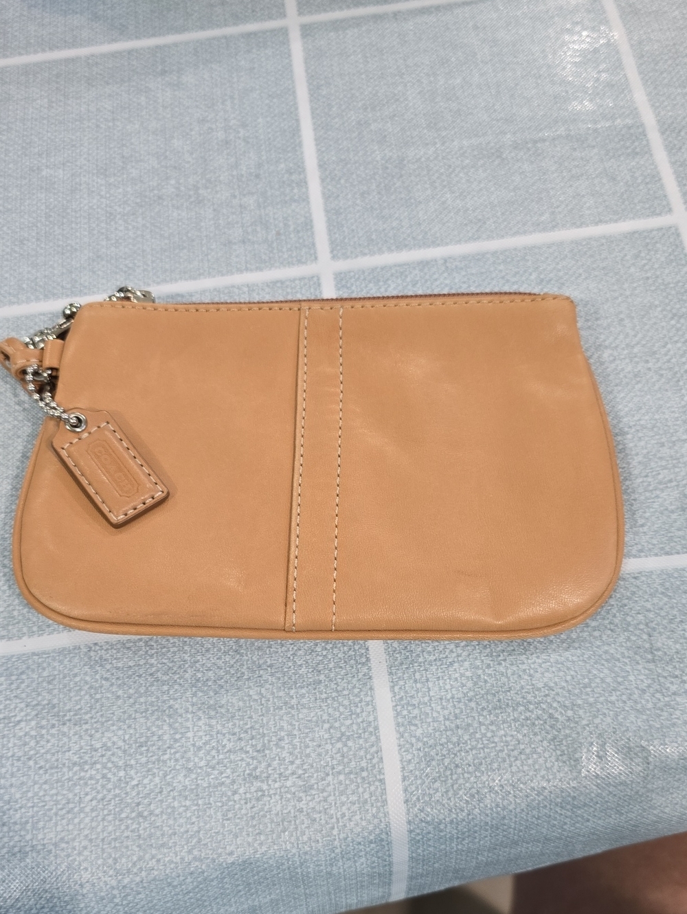Coach Leather Wristlet in Tan